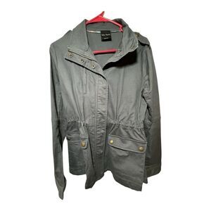 Cargo Utility Jacket Womens Size Large Gray Eden Society Lightweight Spring Coat